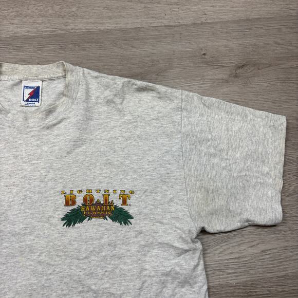 Vintage 90s Lightning Bolt Hawaiian Classic Surf Single Stitch Shirt Large - Picture 4 of 13